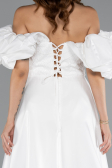 Abendkleid Lang Perlenbesetzt Weiß ABU5154
