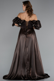 Abendkleid Lang Perlenbesetzt Braun ABU5154