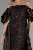 Abendkleid Lang Perlenbesetzt Braun ABU5154