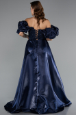 Abendkleid Lang Perlenbesetzt Marineblau ABU5154