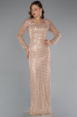 Abendkleid Lang Perlenbesetzt Gold ABU5165