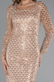 Abendkleid Lang Perlenbesetzt Gold ABU5165