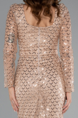 Abendkleid Lang Perlenbesetzt Gold ABU5165