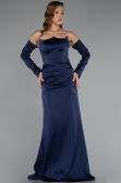 Abendkleid Lang Satin Marineblau ABU5168
