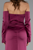 Abendkleid Lang Satin Pflaume ABU5168