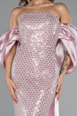 Abendkleid Lang Perlenbesetzt Puder ABU5169