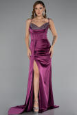 Abschlusskleid Lang Satin Pflaume ABU5171