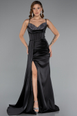 Abschlusskleid Lang Satin Schwarz ABU5171