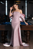 Abendkleid Lang Perlenbesetzt Puder ABU5169