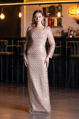 Abendkleid Lang Perlenbesetzt Gold ABU5165