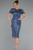 Partykleid Midi Perlenbesetzt Indigo ABK2412