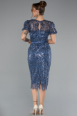 Partykleid Midi Perlenbesetzt Indigo ABK2412
