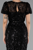 Partykleid Midi Perlenbesetzt Schwarz ABK2412
