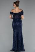 Abendkleid Lang Perlenbesetzt Marineblau ABU5183