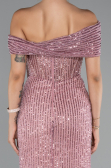 Abendkleid Lang Perlenbesetzt Puder ABU5183