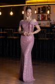 Abendkleid Lang Perlenbesetzt Puder ABU5183