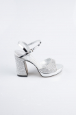 Party-Schuhe Perlenbesetzt Silber AB1154