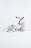Party-Schuhe Perlenbesetzt Silber AB1154