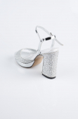 Party-Schuhe Perlenbesetzt Silber AB1154