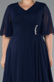 Abendgarderobe in Großen Größen Lang Chiffon Marineblau ABU5180