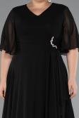 Abendgarderobe in Großen Größen Lang Chiffon Schwarz ABU5180