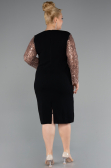 Abendkleid in Übergröße Midi Schwarz-Braun ABK2417