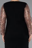 Abendkleid in Übergröße Midi Schwarz-Braun ABK2417
