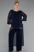 Marineblau Abendkleid Chiffon Lang ABT083