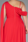 Kleider in Großen Größen Lang Chiffon Zinnoberrot ABU5194