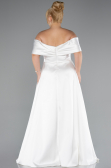 Weiß Abendkleid İn Übergröße Satin Lang ABU4998