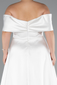 Weiß Abendkleid İn Übergröße Satin Lang ABU4998