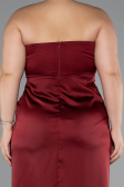 Abendkleid in Übergröße Lang Satin Weinrot ABU5179