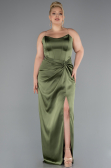 Abendkleid in Übergröße Lang Satin Khaki ABU5179