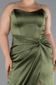 Abendkleid in Übergröße Lang Satin Khaki ABU5179