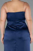 Abendkleid in Übergröße Lang Satin Marineblau ABU5179