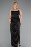 Abendkleid in Übergröße Lang Satin Schwarz ABU5179