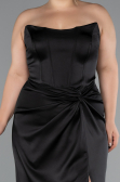 Abendkleid in Übergröße Lang Satin Schwarz ABU5179