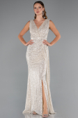 Beige Abendkleid Schuppig Lang ABU3201