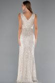 Beige Abendkleid Schuppig Lang ABU3201
