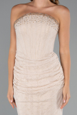 Abendkleid im Meerjungfrau-Stil Lang Spitze Beige ABU5215