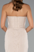 Abendkleid im Meerjungfrau-Stil Lang Spitze Beige ABU5215