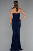 Abendkleid im Meerjungfrau-Stil Lang Spitze Marineblau ABU5215