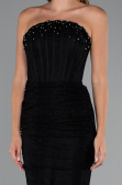 Abendkleid im Meerjungfrau-Stil Lang Spitze Schwarz ABU5215