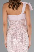 Abendkleid Midi Perlenbesetzt Puder ABK2424
