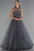 Designer Verlobungskleid Lang Anthrazit ABU5220