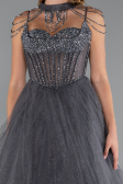 Designer Verlobungskleid Lang Anthrazit ABU5220