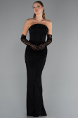 Abendkleid im Meerjungfrau-Stil Lang Spitze Schwarz ABU5215
