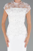 Abendkleid Midi Spitze Weiß ABK2427