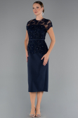 Abendkleid Midi Spitze Marineblau ABK2427