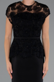 Abendkleid Midi Spitze Schwarz ABK2427